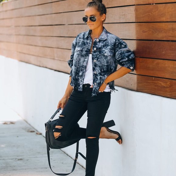 FINAL PRICE DROP Ink Drop Hand Dip Dyed Jacket - Picture 3 of 10